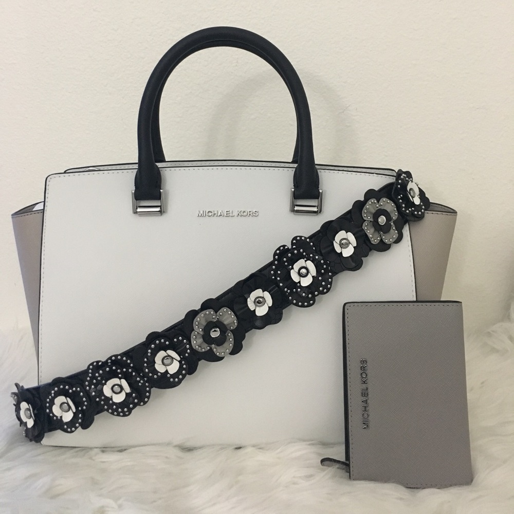 3PCS Michael kors Selma Satchel Wallet&flower belt - Picture 2 of 8